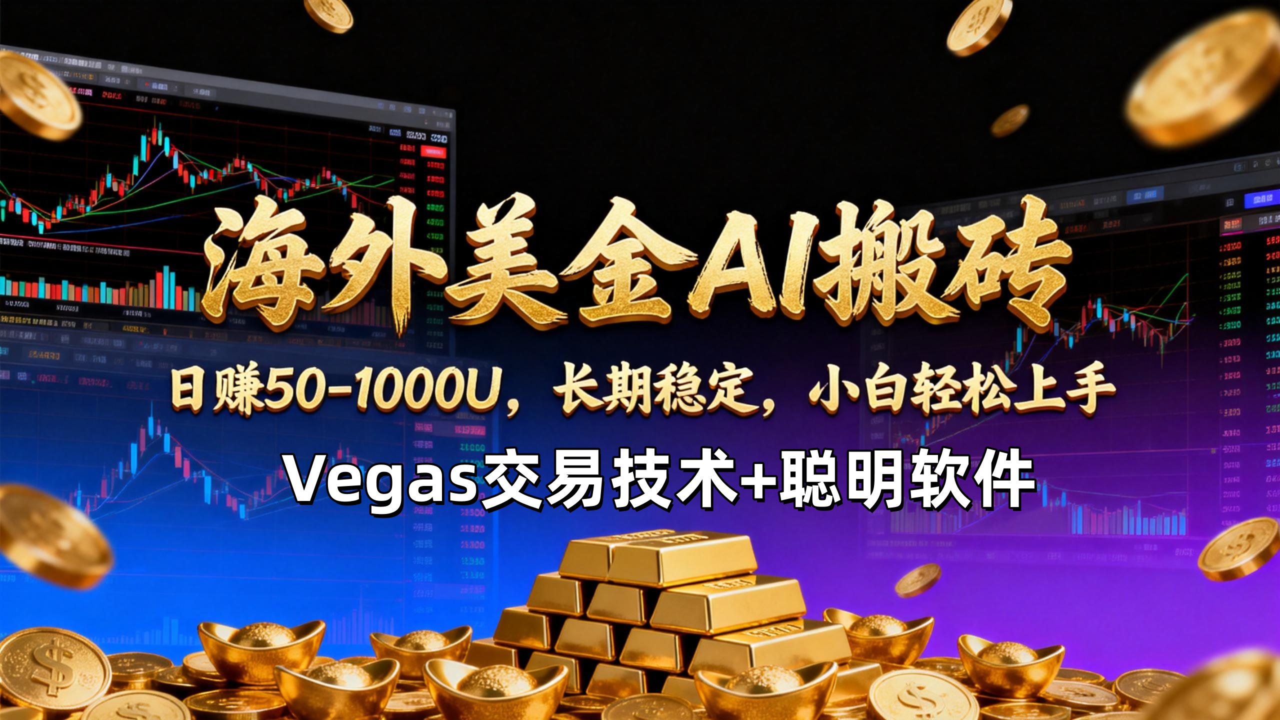 【海外美金AI搬砖】Vegas交易技术+聪明软件，日赚50-1000U，长期稳定，小白轻松上手。-资源站