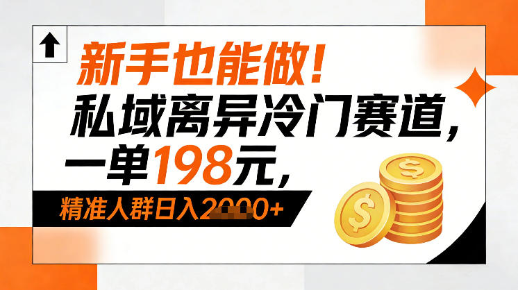 新手也能做！私域离异冷门赛道，一单198，精准人群日入1k+-资源站