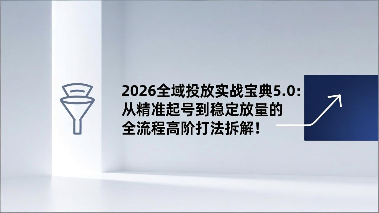 2026全域投放实战宝典5.0：从精准起号到稳定放量的全流程高阶打法拆解！-资源站