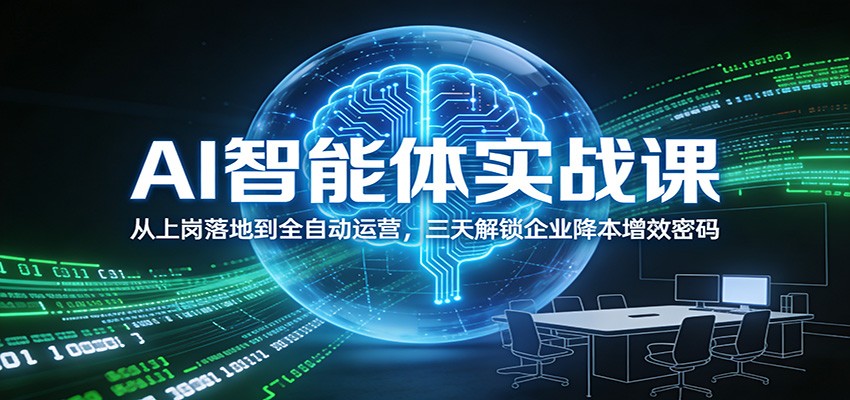 AI智能体实战课：从上岗落地到全自动运营，三天解锁企业降本增效密码-资源站