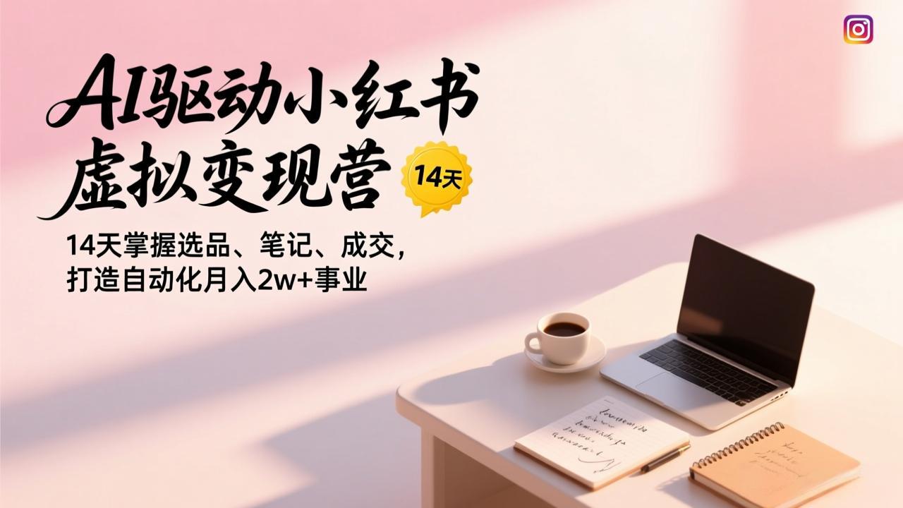 AI驱动小红书虚拟变现营，14天掌握选品、笔记、成交，打造自动化月入2w+事业-资源站