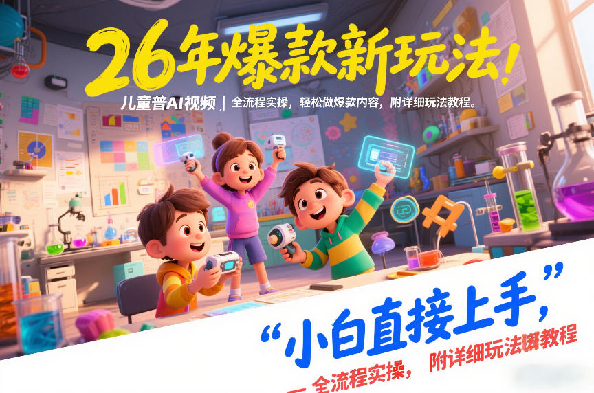26年爆款新玩法，儿童科普AI视频，全流程实操，轻松做爆款内容，小白直接上手，附详细玩法教程-资源站