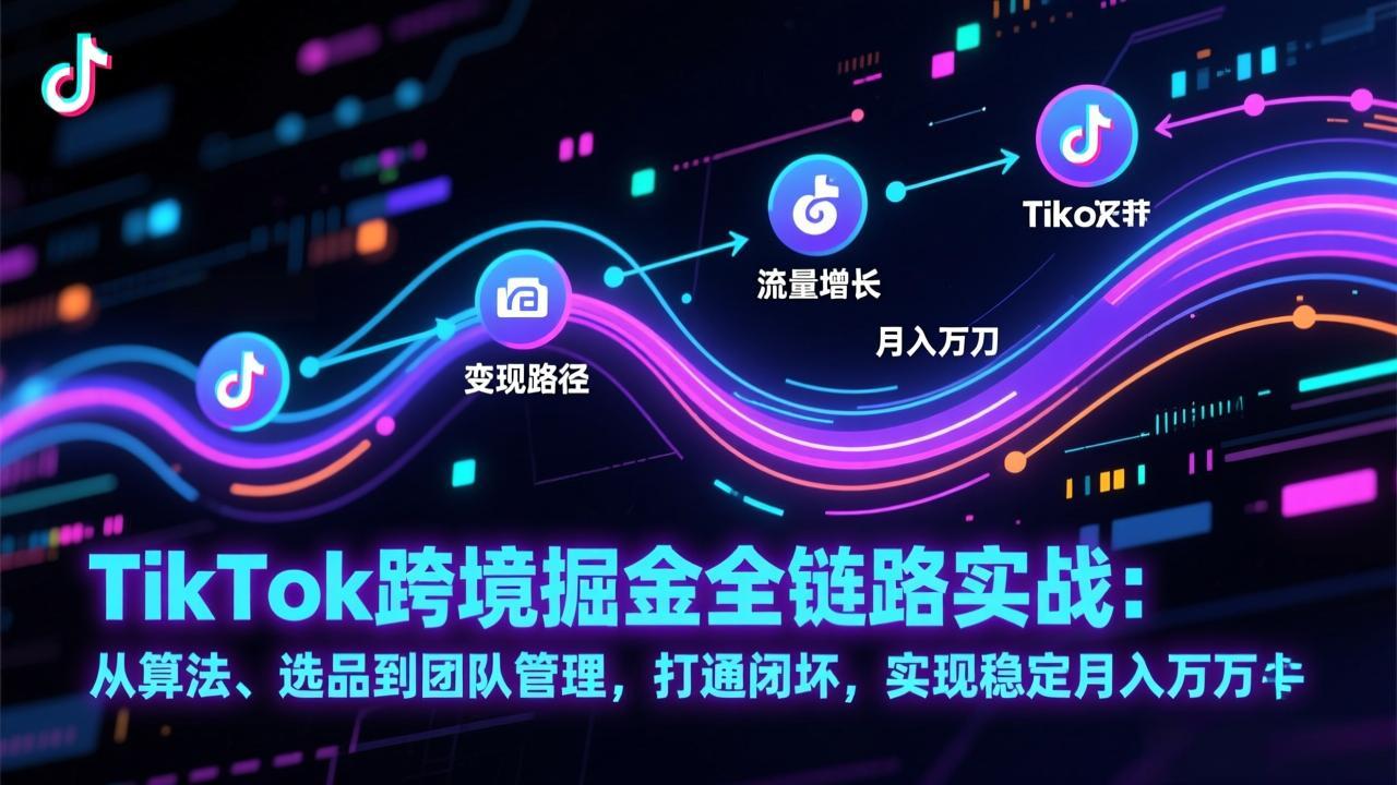 TikTok跨境掘金全链路实战：从算法、选品到团队管理，打通闭环，实现稳定月入万刀-资源站