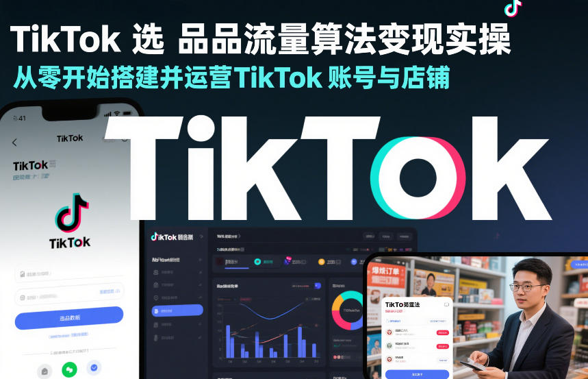 TikTok选品流量算法变现实操，从零开始搭建并运营TikTok账号与店铺-资源站