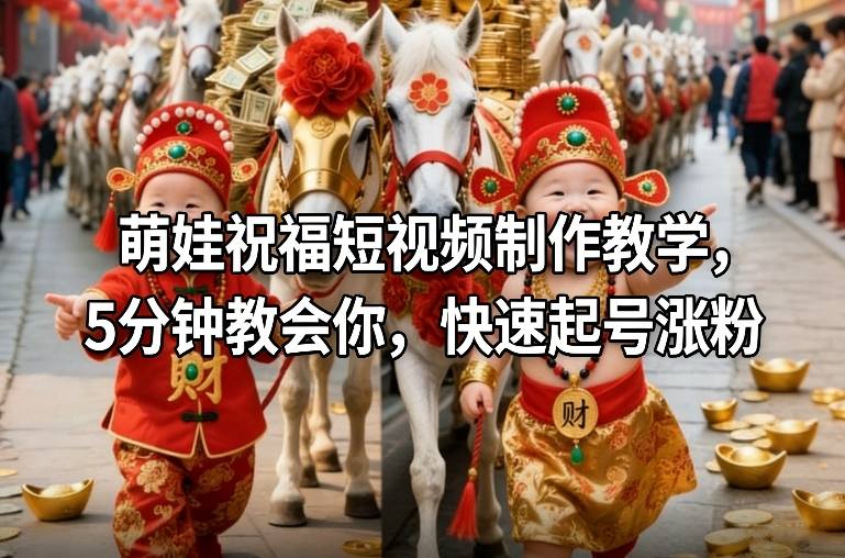 萌娃祝福短视频制作教学，5分钟教会你，快速起号涨粉-资源站