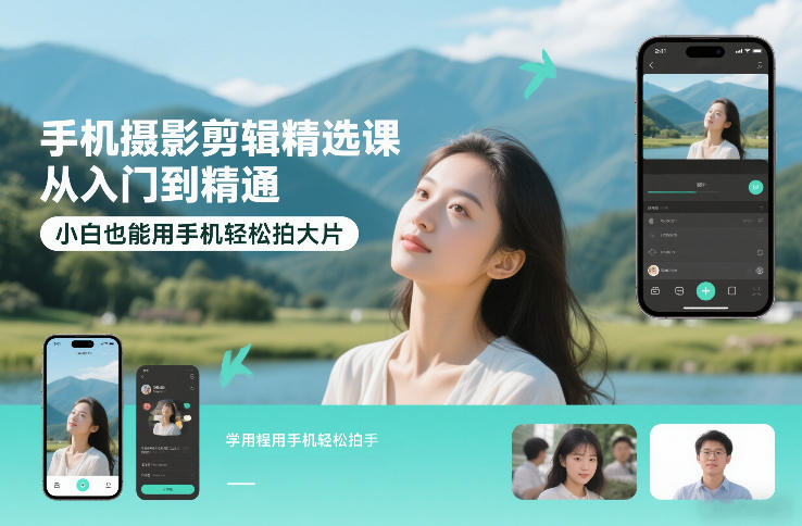 手机摄影剪辑精选课，从入门到精通，小白也能用手机轻松拍大片-资源站