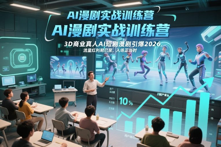 AI漫剧实战训练营，3D商业真人AI短剧漫剧引爆2026，流量红利期已至，入场正当时-资源站
