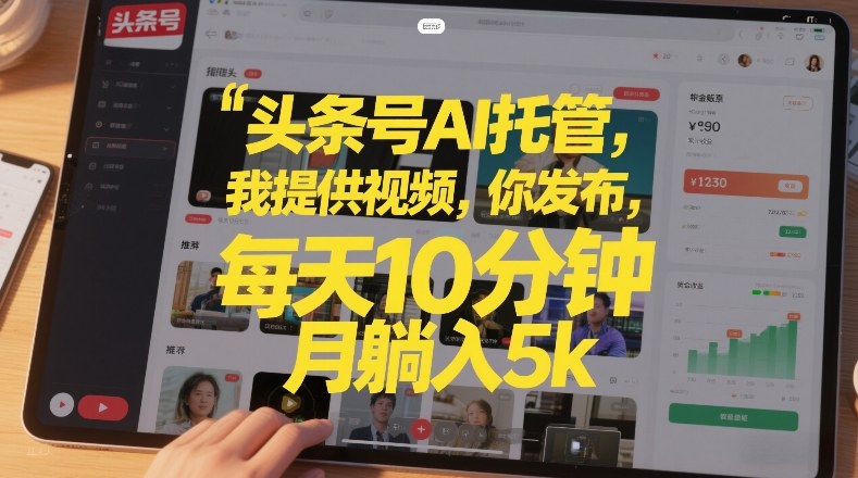 头条号AI托管，我提供视频，你发布，每天10分钟，月躺入5k+【揭秘】-资源站