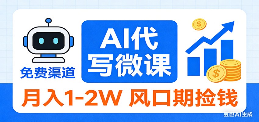 2026告别打工！AI 代写微课，提供免费渠道，月入 1-2W 风口期捡钱-资源站