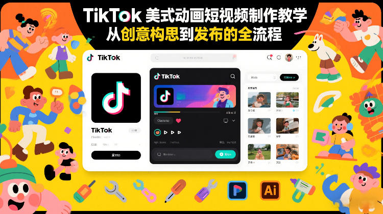 TikTok美式动画短视频制作教学,从创意构思到发布的全流程-资源站