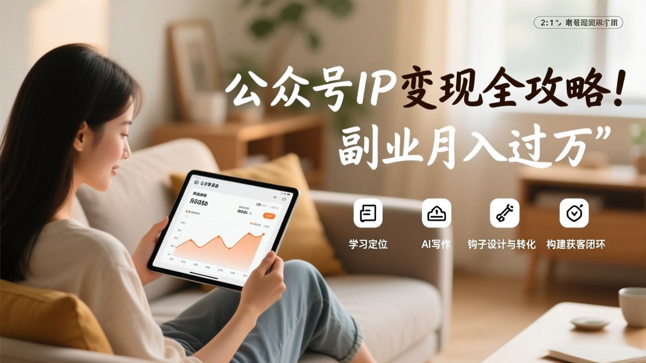 公众号IP变现全攻略，学习定位、AI写作、钩子设计与转化，构建获客闭环，副业月入过万-资源站