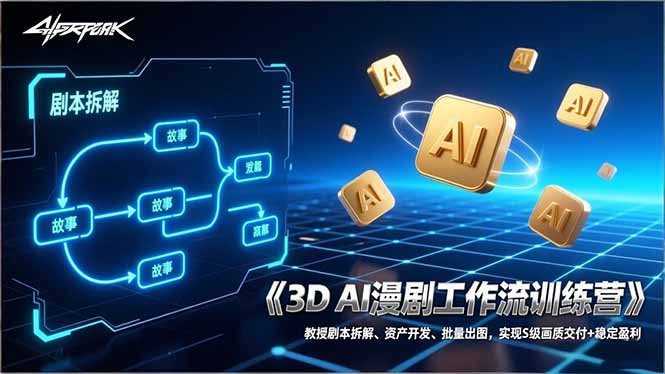 3D AI漫剧工作流训练营：教授剧本拆解、资产开发、批量出图，实现S级画质交付+稳定盈利-资源站