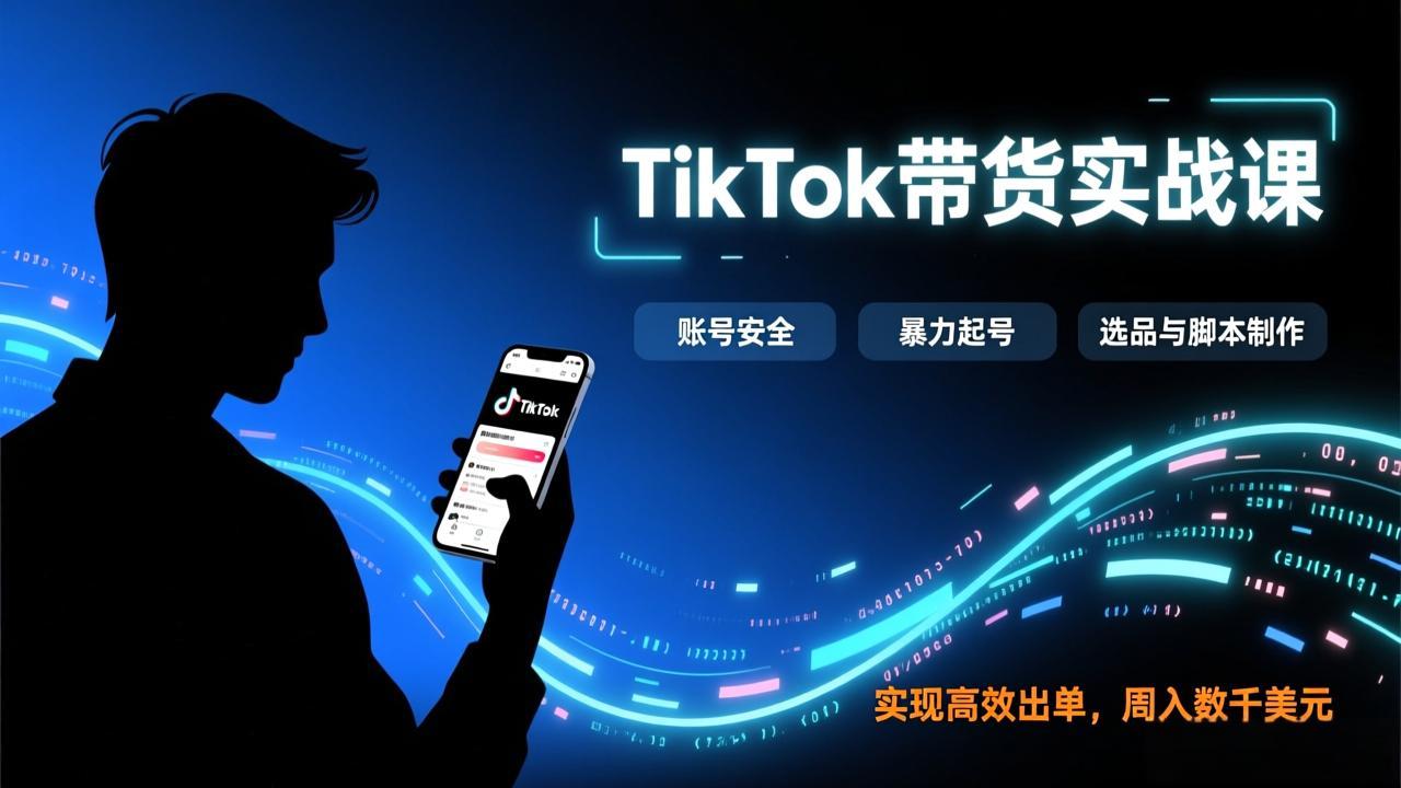 TikTok带货实战课,涵盖账号安全、暴力起号、选品与脚本制作,实现高效出单,周入数千美元-资源站