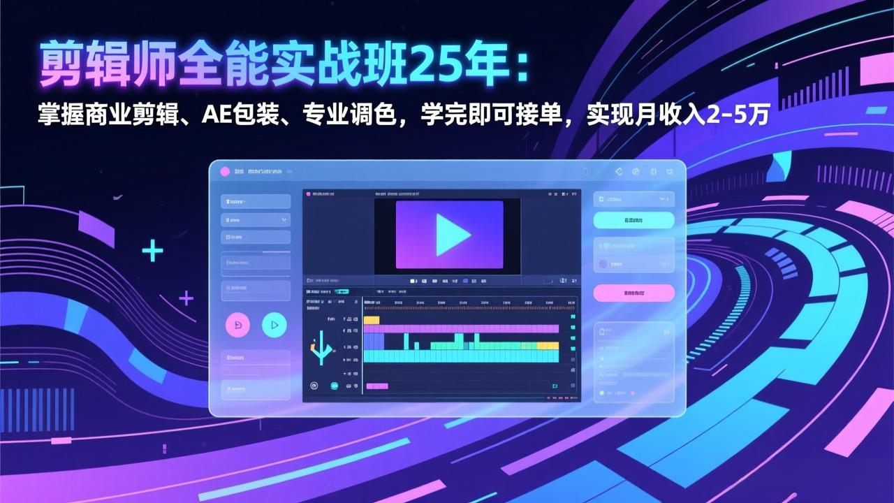 剪辑师全能实战班25年：掌握商业剪辑、AE包装、专业调色，学完即可接单，实现月收入2-5万-资源站