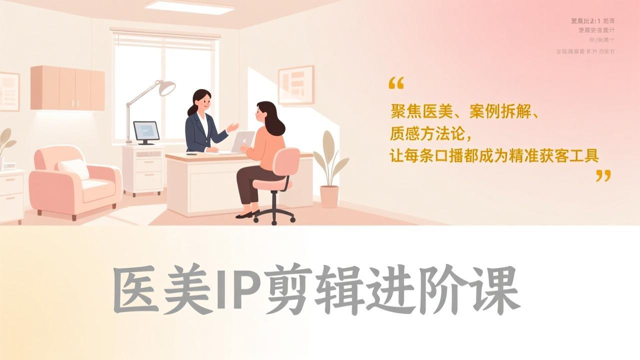 医美IP剪辑进阶课，聚焦医美、案例拆解、质感方法论，让每条口播都成为精准获客工具-资源站