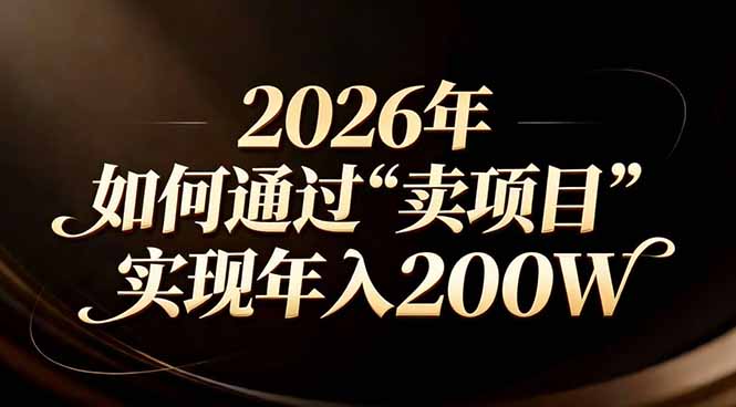 站在2026年的十字路口：一个普通人如何通过卖项目实现年入200万-资源站