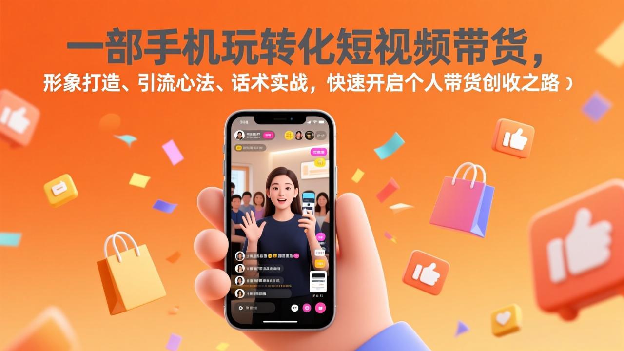 一部手机玩转化短视频带货，形象打造、引流心法、话术实战，快速开启个人带货创收之路-资源站