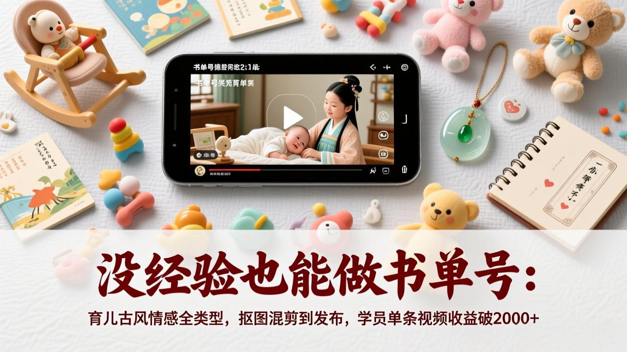 没经验也能做书单号：育儿古风情感全类型，抠图混剪到发布，学员单条视频收益破2000+-资源站