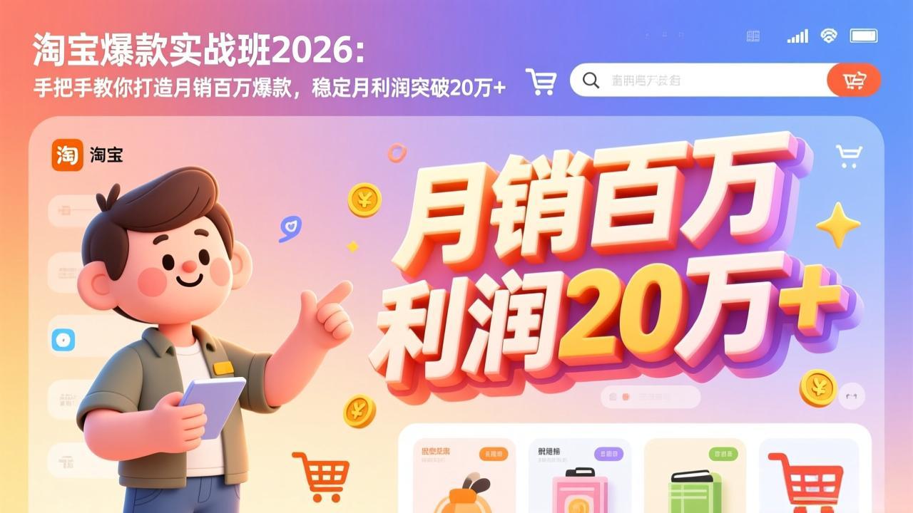 淘宝爆款实战班-2026年2月更新：手把手教你打造月销百万爆款，稳定月利润突破20万+-资源站