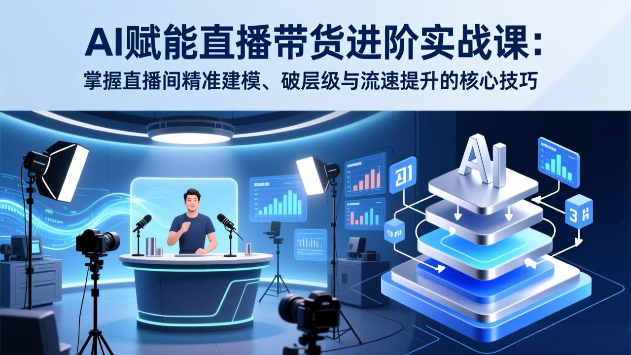 AI赋能直播带货进阶实战课:掌握直播间精准建模、破层级与流速提升的核心技巧-资源站