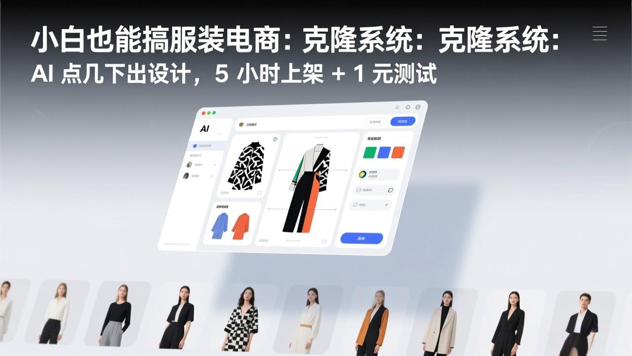 小白也能搞服装电商：克隆系统：AI 点几下出设计，5 小时上架 + 1 元测试-资源站