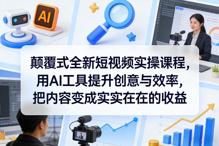 颠覆式全新短视频实操课程，用AI工具提升创意与效率，把内容变成实实在在的收益-资源站