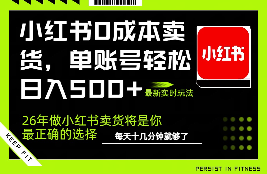 小红书0成本AI卖货，单账号轻松日入500+，完全托管AI，可矩阵放大-资源站