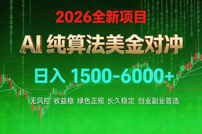 2026 全新美金对冲项目，不套平台赠金，不封号，纯算法对冲，日入 1500-6000+-资源站