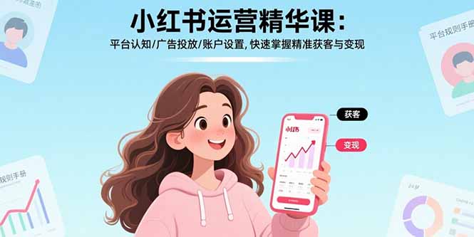 小红书运营精华课-更新：平台认知/广告投放/账户设置,快速掌握精准获客与变现-资源站