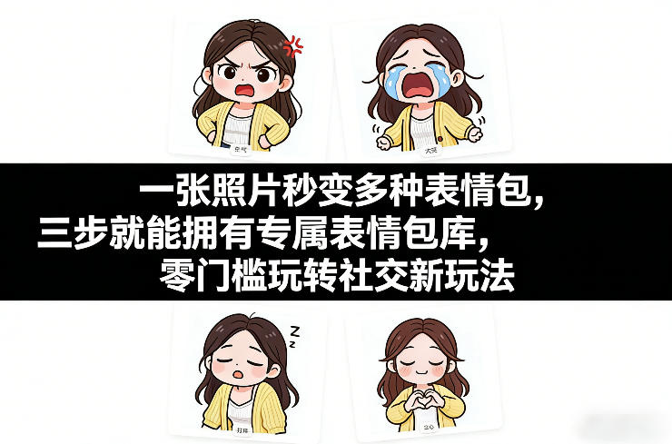 一张照片秒变多种表情包，三步就能拥有专属表情包库，零门槛玩转社交新玩法【文档】-资源站