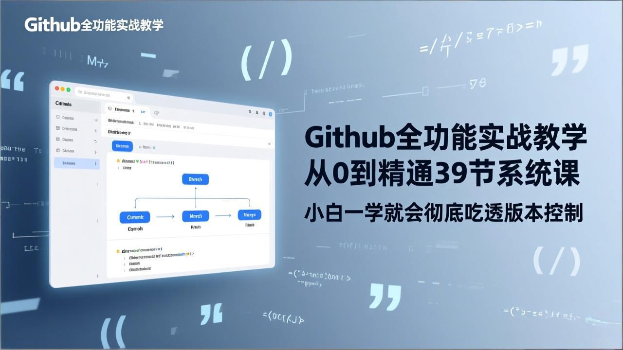 GitHub-全功能实战教学，从0到精通39节系统课，小白一学就会彻底吃透版本控制-资源站