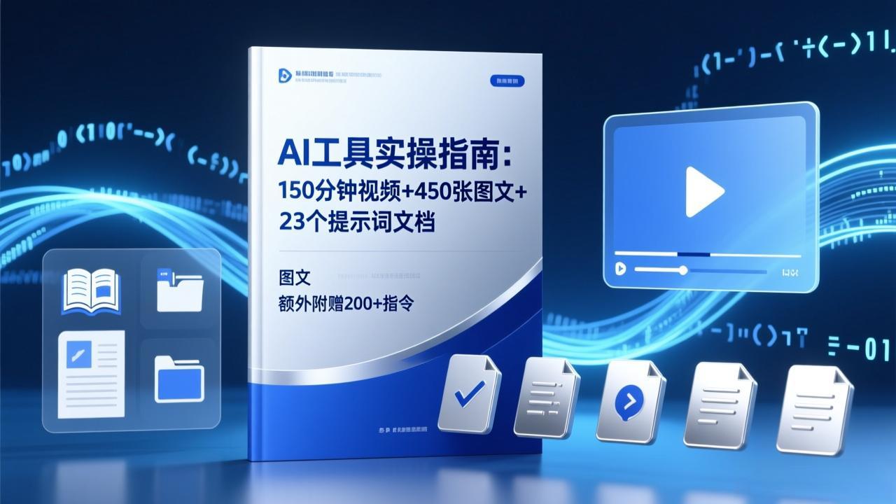 AI工具实操指南：150分钟视频+450张图文+23个提示词文档，额外附赠200+指令-资源站