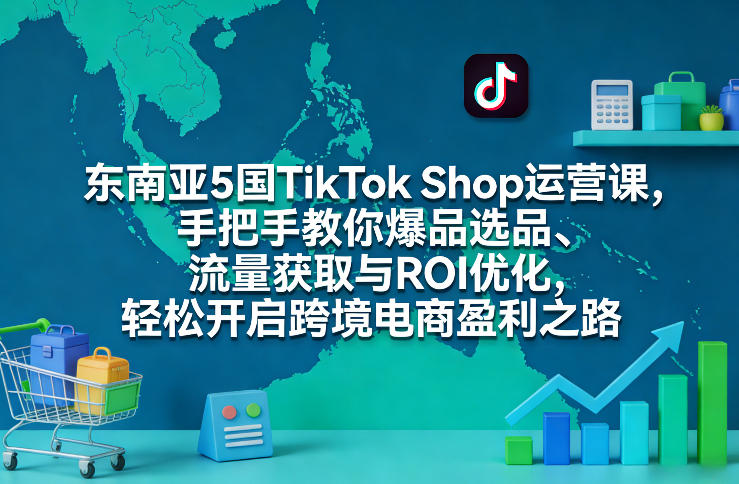 东南亚5国TikTok Shop运营课，手把手教你爆品选品、流量获取与ROI优化，轻松开启跨境电商盈利之路-资源站
