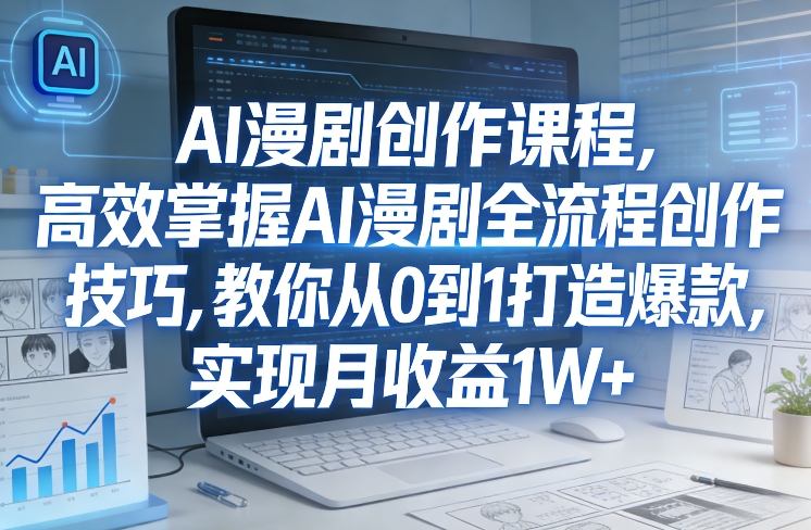 某社群AI漫剧创作课程，高效掌握AI漫剧全流程创作技巧，教你从0到1打造爆款，实现月收益1W+-资源站