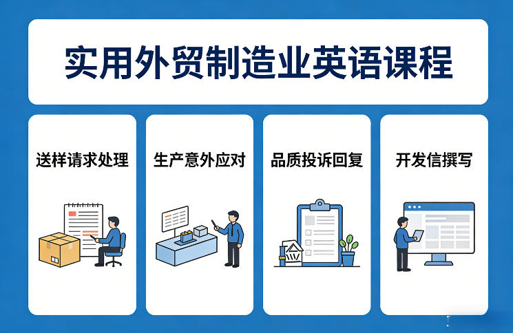 实用外贸制造业英语课程，教你专业处理送样请求、应对生产意外、回复品质投诉、撰写开发信等-资源站