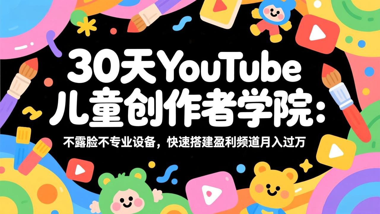 30天YouTube儿童创作者学院：不露脸不专业设备，快速搭建盈利频道月入过万-资源站