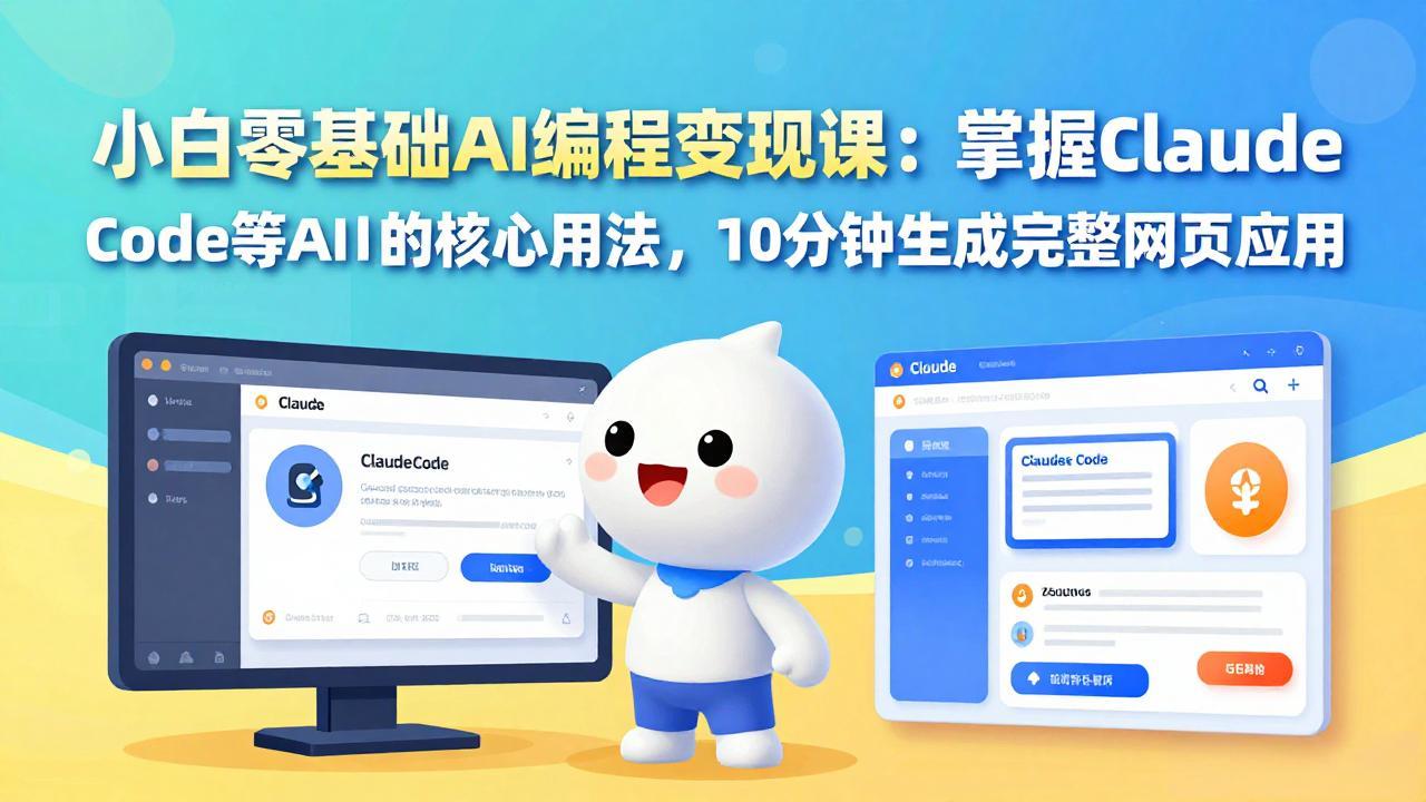 小白零基础AI编程变现课：掌握Claude Code等AI工具的核心用法，10分钟生成完整网页应用-资源站