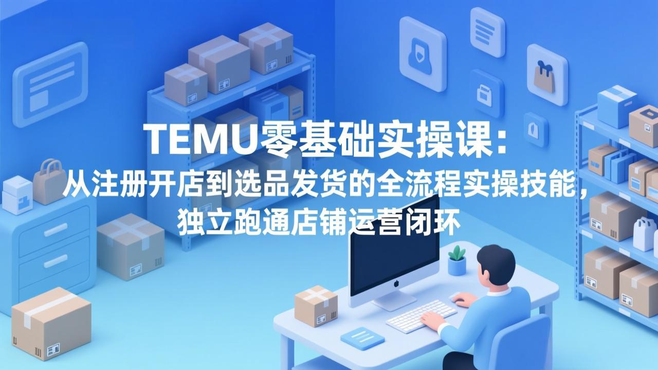 TEMU零基础实操课：从注册开店到选品发货的全流程实操技能，独立跑通店铺运营闭环-资源站