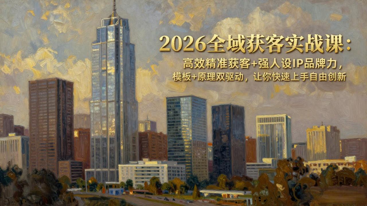 2026全域获客实战课:高效精准获客+强人设IP品牌力,模板+原理双驱动,让你快速上手自由创新-资源站