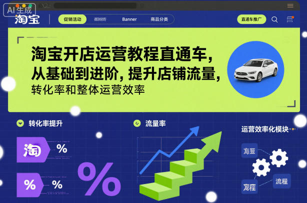 淘宝开店运营教程直通车,从基础到进阶,提升店铺流量,转化率和整体运营效率(更新26年3月)-资源站