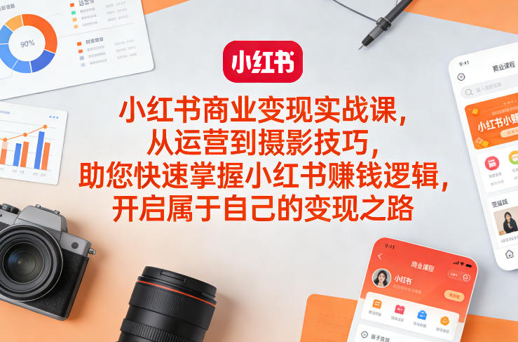 小红书商业变现实战课，从运营到摄影技巧，助您快速掌握小红书賺钱逻辑，开启属于自己的变现之路-资源站