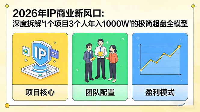 2026年IP商业新风口：深度拆解“1个项目3个人年入1000W”的极简超盘全模型-资源站