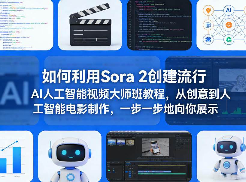 如何利用Sora 2创建流行AI人工智能视频大师班教程，从创意到人工智能电影制作，一步一步地向你展示-资源站