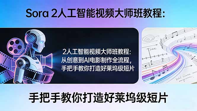 Sora 2人工智能视频大师班教程:从创意到AI电影制作全流程,手把手教你打造好莱坞级短片-资源站