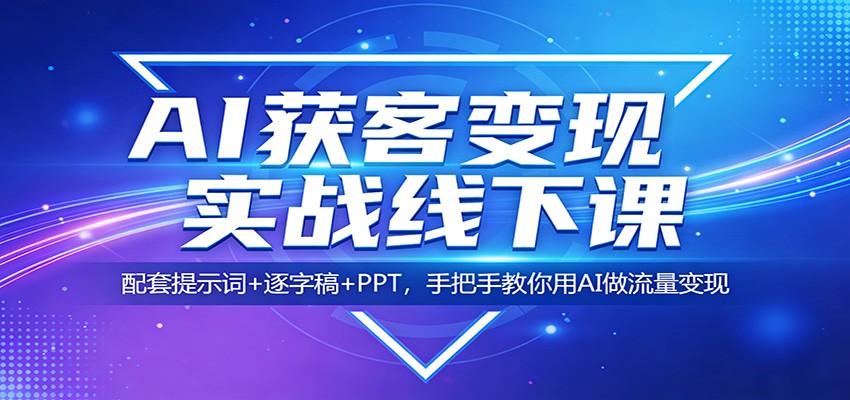 AI获客变现实战线下课:配套提示词+逐字稿+PPT,手把手教你用AI做流量变现-资源站