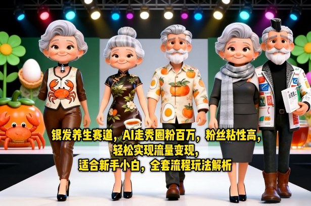 银发养生赛道，AI走秀圈粉百万，粉丝粘性高，轻松实现流量变现，适合新手小白，全套流程玩法解析-资源站