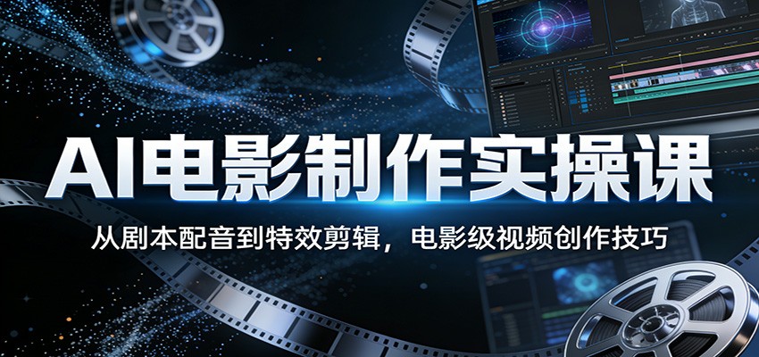 AI电影制作实操课：从剧本配音到特效剪辑，电影级视频创作技巧-资源站