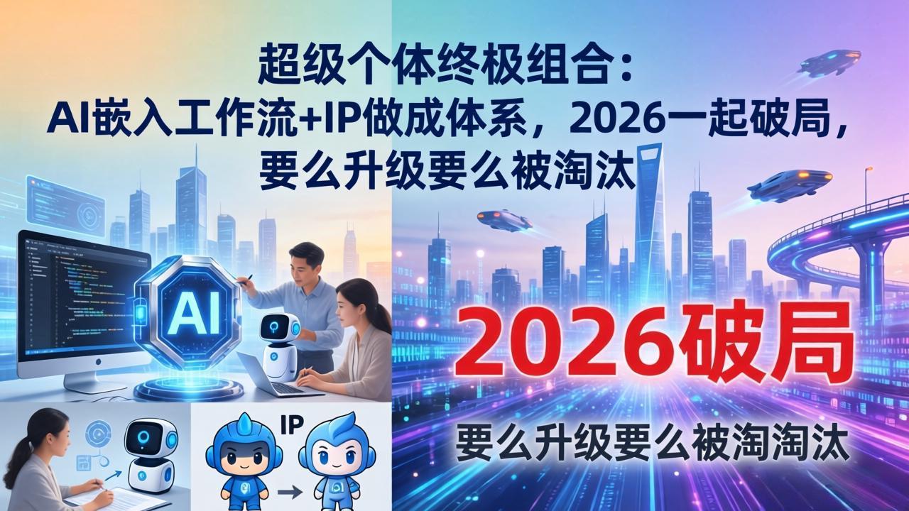 超级个体终极组合:AI嵌入工作流+IP做成体系,2026一起破局,要么升级要么被淘汰-资源站