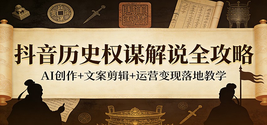 抖音历史权谋解说全攻略：AI创作+文案剪辑+运营变现落地教学-资源站