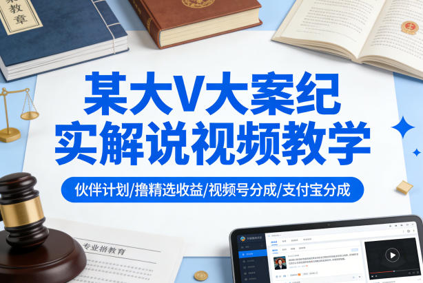 某大V大案纪实解说视频教学,可做伙伴计划、撸精选收益,视频号和支付宝分成计划均可-资源站